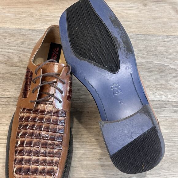 Umberto Pellegrini Leather Dress Shoes Crocodile Textured Mens 11 Square Toe EUC main image 7
